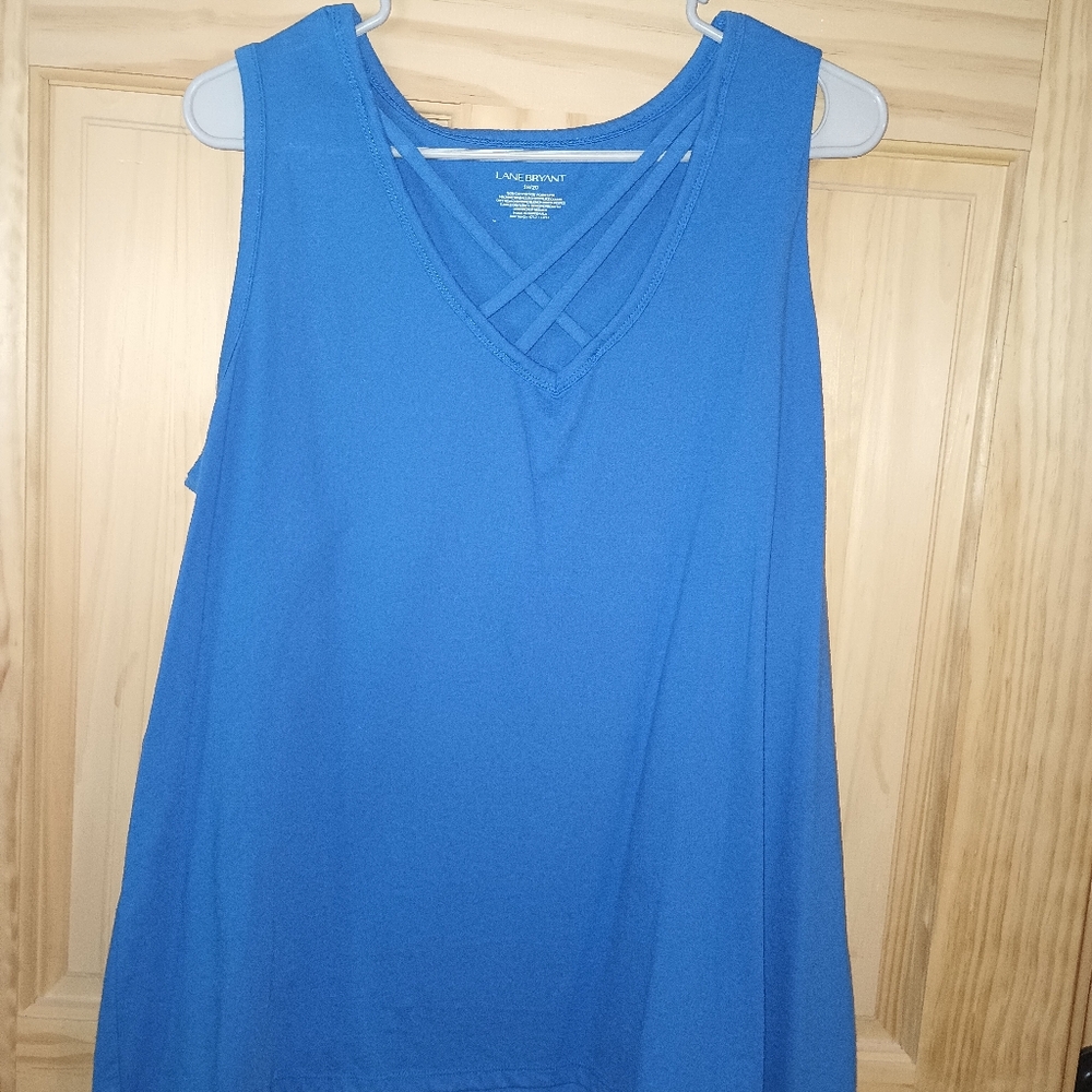 Lane Bryant Royal Blue Strappy V-Neck Tank Top
